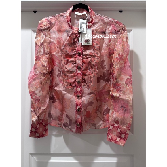 NWT Zimmermann Concert Scalloped Floral Shirt AU4, US12 - Picture 6 of 15